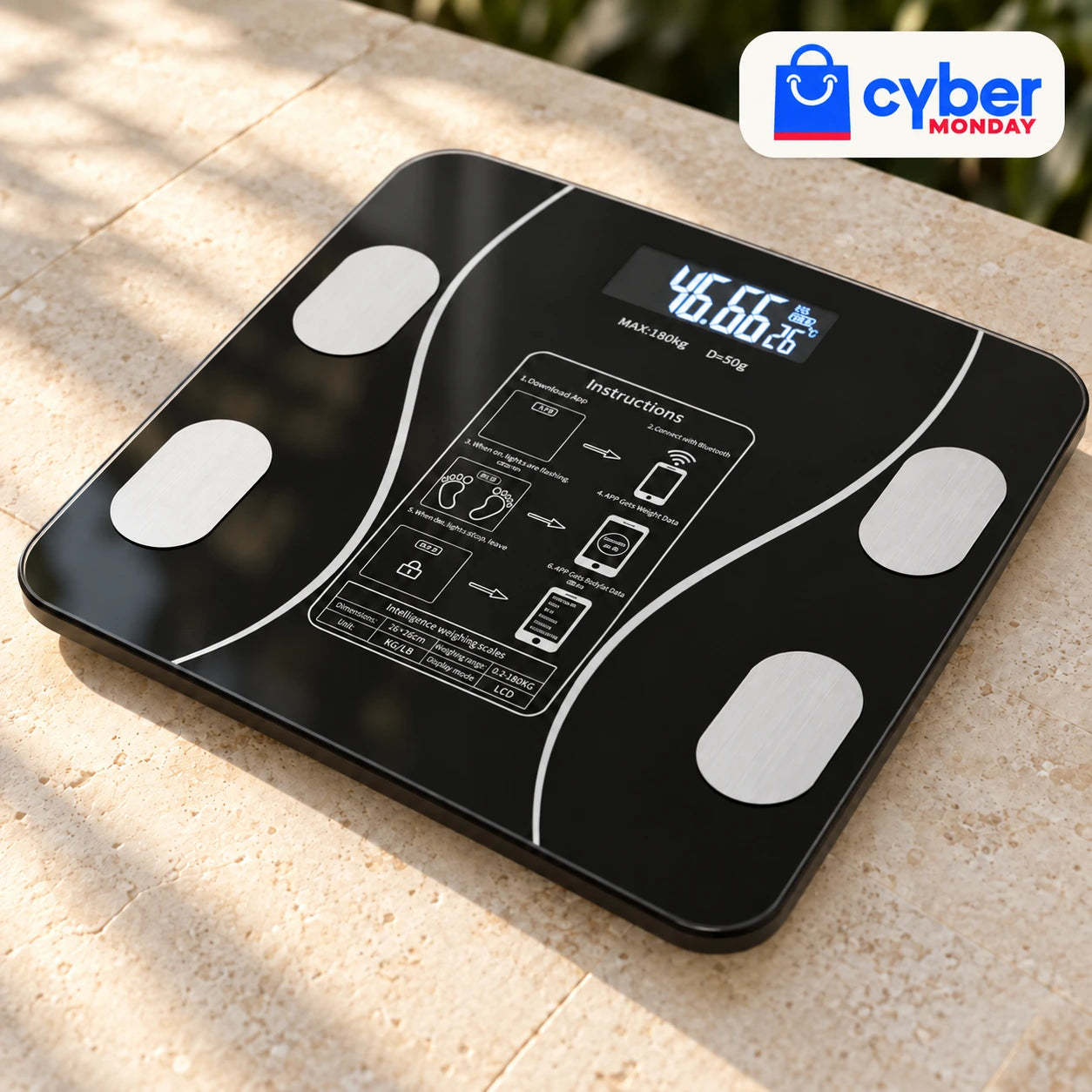 Balanza Vitalia 360 Balance negra con sensores plateados